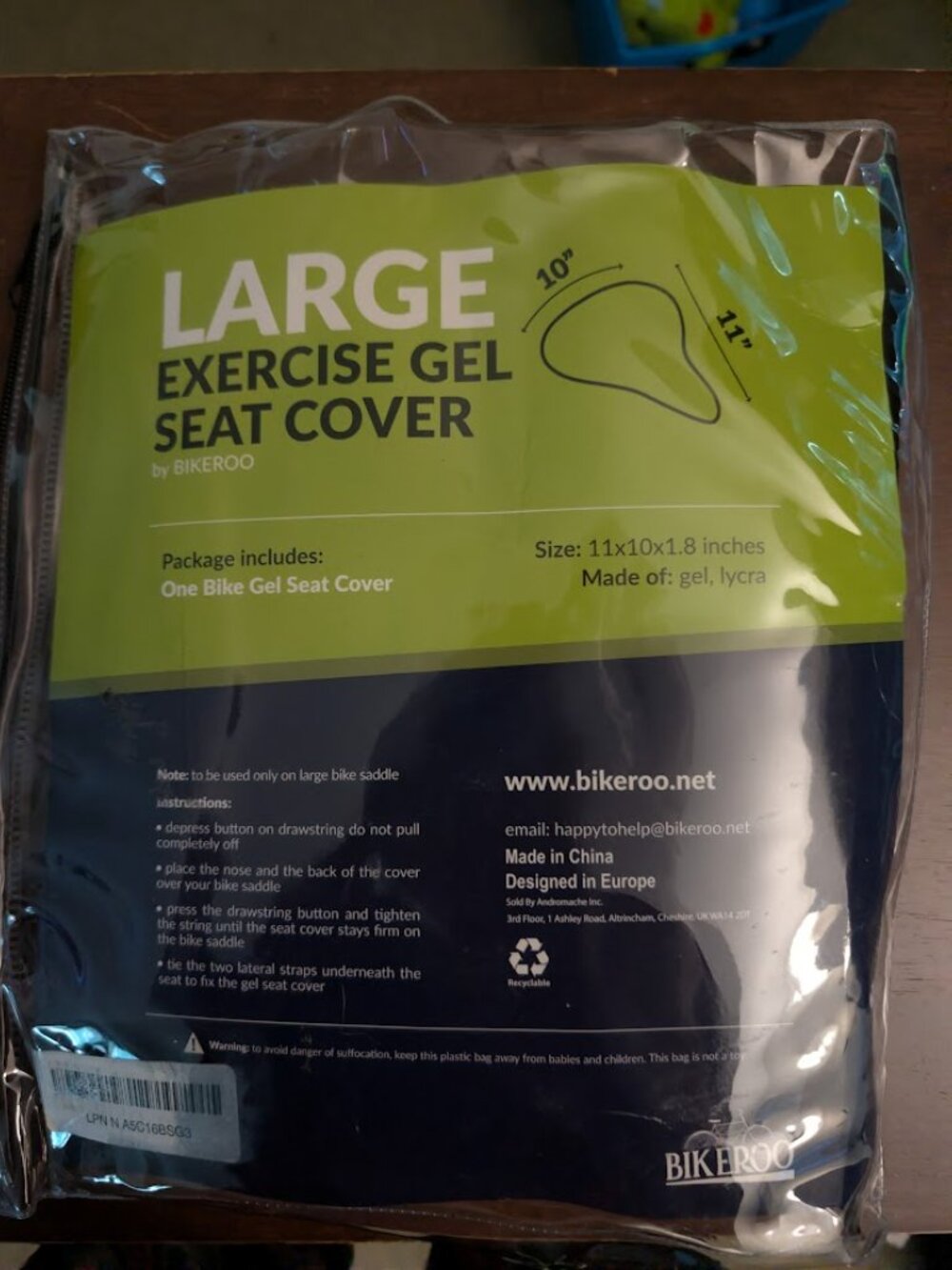 Bikeroo Large Exercise Gel Seat Cover Bike Saddle Cushion 11x10.8 Inches Red Bla